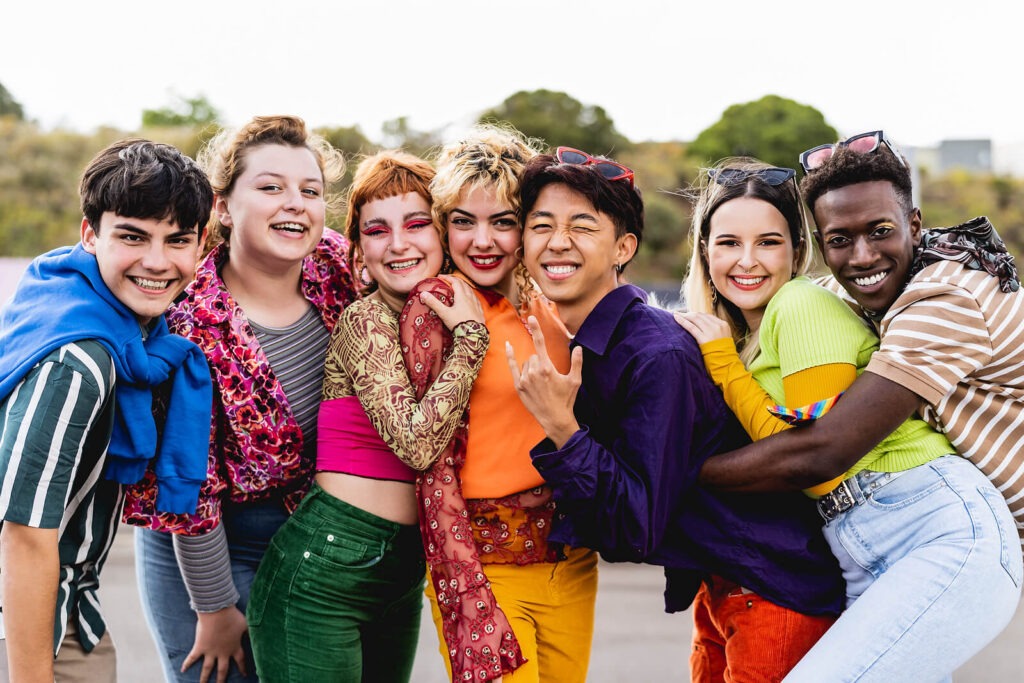 Group of LGBTQ Teens loving and supporting each other by being inclusive and caring representing the level of care offered by LGBTQ Affirming Therapy in Los Angeles, CA.