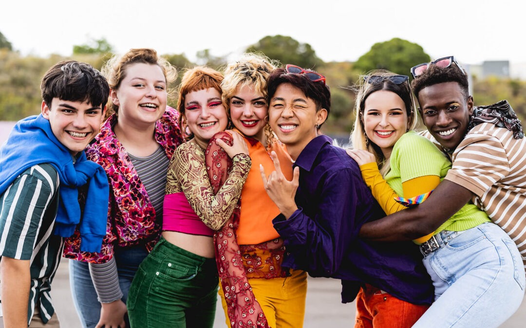 Group of LGBTQ Teens loving and supporting each other by being inclusive and caring representing the level of care offered by LGBTQ Affirming Therapy in Los Angeles, CA.